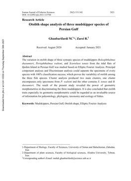 Research Article: Otolith Shape Analysis of Three Mudskipper