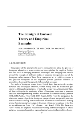 The Immigrant Enclave: Theory and Empirical Examples