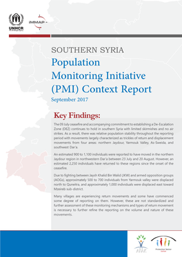 Population Monitoring Initiative (PMI) Context Report