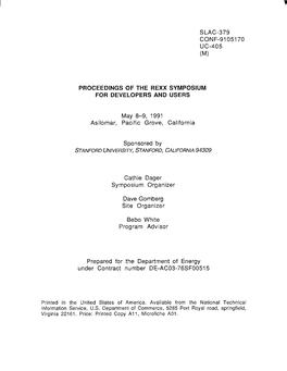 Slac-379 Conf-9105170 Uc-405 (M) Proceedings of the Rexx