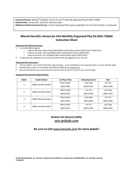 1 Organized Play Addendum and Instruction Sheet Outlining Suggested Event Formats