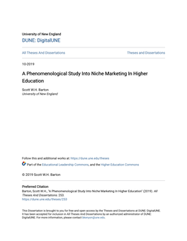 A Phenomenological Study Into Niche Marketing in Higher Education