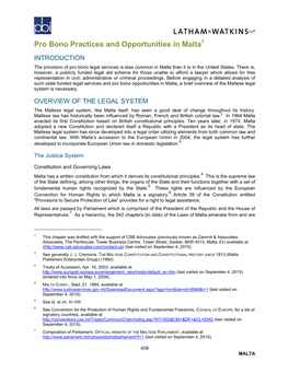 Pro Bono Practices and Opportunities in Malta1