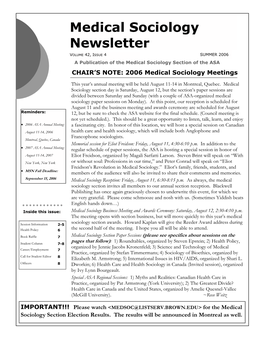 Medical Sociology Newsletter