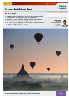 Myanmar Capital Goods Sector