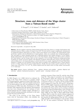 Structure, Mass and Distance of the Virgo Cluster from a Tolman-Bondi Model