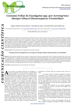 Consumo Foliar De Eucalyptus Spp. Por Acromyrmex Disciger (Mayr) (Hymenoptera: Formicidae)