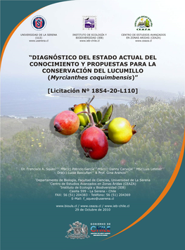 “DIAGNÓSTICO DEL ESTADO ACTUAL DEL CONOCIMIENTO Y PROPUESTAS PARA LA CONSERVACIÓN DEL LUCUMILLO (Myrcianthes Coquimbensis) [