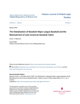 The Globalization of Baseball: Major League Baseball and the Mistreatment of Latin American Baseball Talent