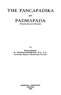 Panchapadika of Padmapada [English Translation]