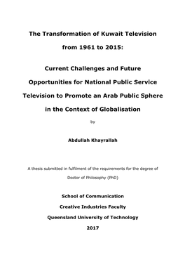 The Transformation of Kuwait Television from 1961
