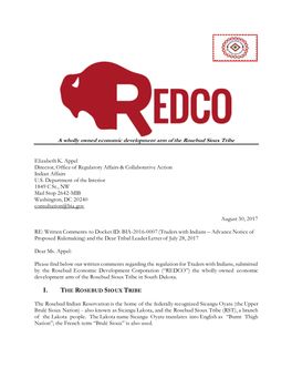 A Wholly Owned Economic Development Arm of the Rosebud Sioux Tribe Elizabeth K. Appel Director, Office of Regulatory Affairs &Am