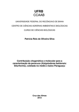 Kalyptodoras Bahiensis: Siluriforme ), Coletada No Médio E Baixo Paraguaçu