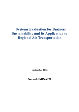 Systems Evaluation for Business Sustainability and Its Application to Regional Air Transportation