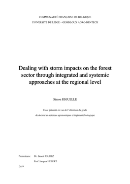 Dealing with Storm Impacts on the Forest Sector Through Integrated and Systemic Approaches at the Regional Level