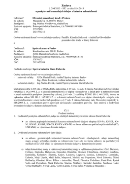 Zmluva Č. 294/2013 – HÚ Zo Dňa 18.4.2013 O Poskytovaní Hromadných Údajov Z Katastra Nehnuteľnosti