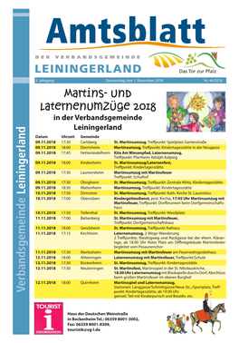 Veranstaltungskalender Der Verbandsgemeinde Leiningerland 01.11