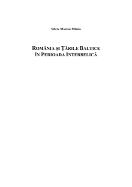 România Şi Ţările Baltice În Perioada Interbelică