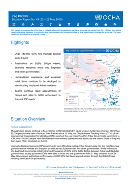 Highlights Situation Overview