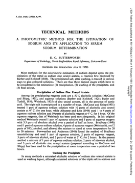 Technical Methods a Photometric Method for the Estimation of Sodium and Its Application to Serum Sodium Determination