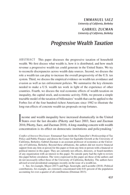 Progressive Wealth Taxation