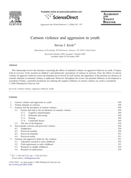 Cartoon Violence and Aggression in Youth ⁎ Steven J