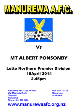 Vs MT ALBERT PONSONBY