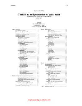 Threats to and Protection of Coral Reefs (Gefährdung Und Schutz Von Korallenriffen) VO 859403