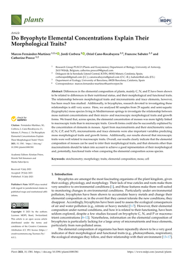 Do Bryophyte Elemental Concentrations Explain Their Morphological Traits?