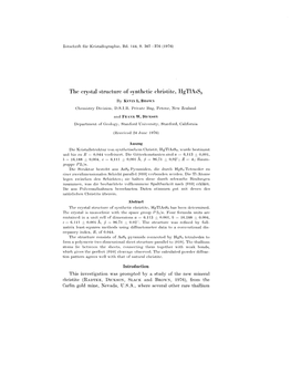 The Crystal Structure of Synthetic Christite, Hgtlass3