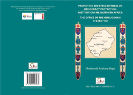 Promoting the Effectiveness of Democracy Protection Institutions in Southern Africa