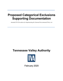 Proposed Categorical Exclusions Supporting Documentation