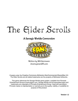 The Elder Scrolls for Savage Worlds V1.2