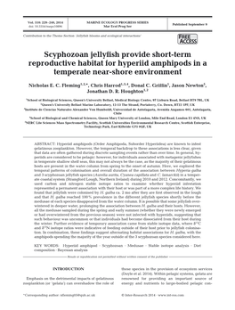 Scyphozoan Jellyfish Provide Short-Term Reproductive Habitat for Hyperiid Amphipods in a Temperate Near-Shore Environment