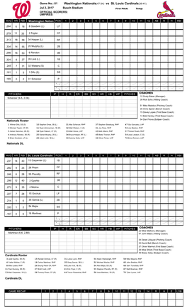 Washington Nationals(47-34) Vs St. Louis Cardinals(39-41)