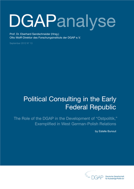 Political Consulting in the Early Federal Republic