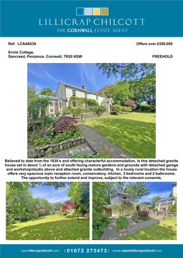 LCAA8539 Offers Over £550000 Ennis Cottage, Sancreed