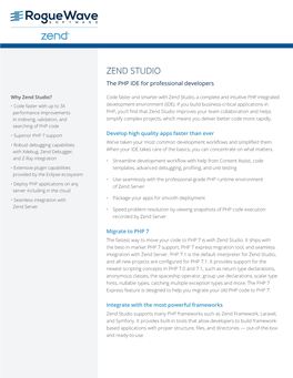 ZEND STUDIO the PHP IDE for Professional Developers