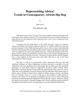 Representing Africa! Trends in Contemporary African Hip Hop