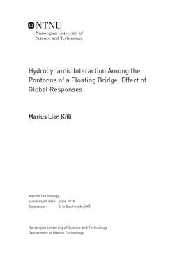 Hydrodynamic Interaction Among the Pontoons of a Floating Bridge: Effect of Global Responses