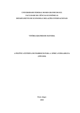 Versidade Federal Do Rio Grande Do Sul Faculdade De Ciências Econômicas Departamento De Economia E Relações Internacionais