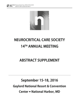 Neurocritical Care Society 14Th Annual Meeting Abstract Supplement