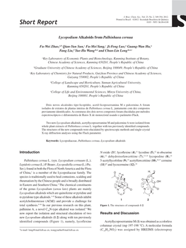 Short Report 0103 - 5053 $6.00+0.00 S Lycopodium Alkaloids from Palhinhaea Cernua