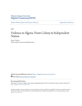 Violence in Algeria: from Colony to Independent Nation Ryan D