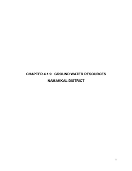 Chapter 4.1.9 Ground Water Resources Namakkal District