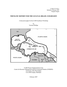 Thematic Report for the Guianas–Brazil Sub-Region