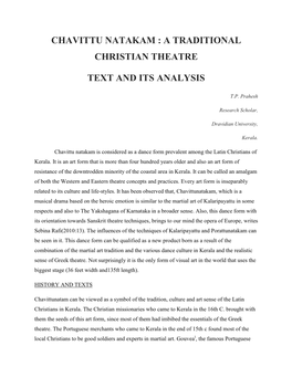 Chavittu Natakam : a Traditional Christian Theatre Text and Its