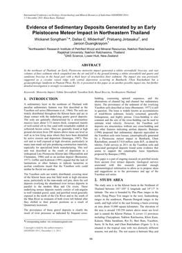 Evidence of Sedimentary Deposits Generated by an Early Pleistocene Meteor Impact in Northeastern Thailand Wickanet Songtham1,Ä, Dallas C