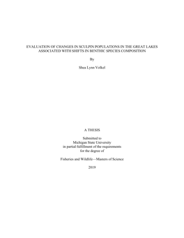 Evaluation of Changes in Sculpin Populations in the Great Lakes Associated with Shifts in Benthic Species Composition