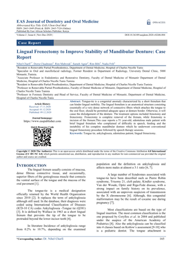 Lingual Frenectomy to Improve Stability of Mandibular Denture: Case Report